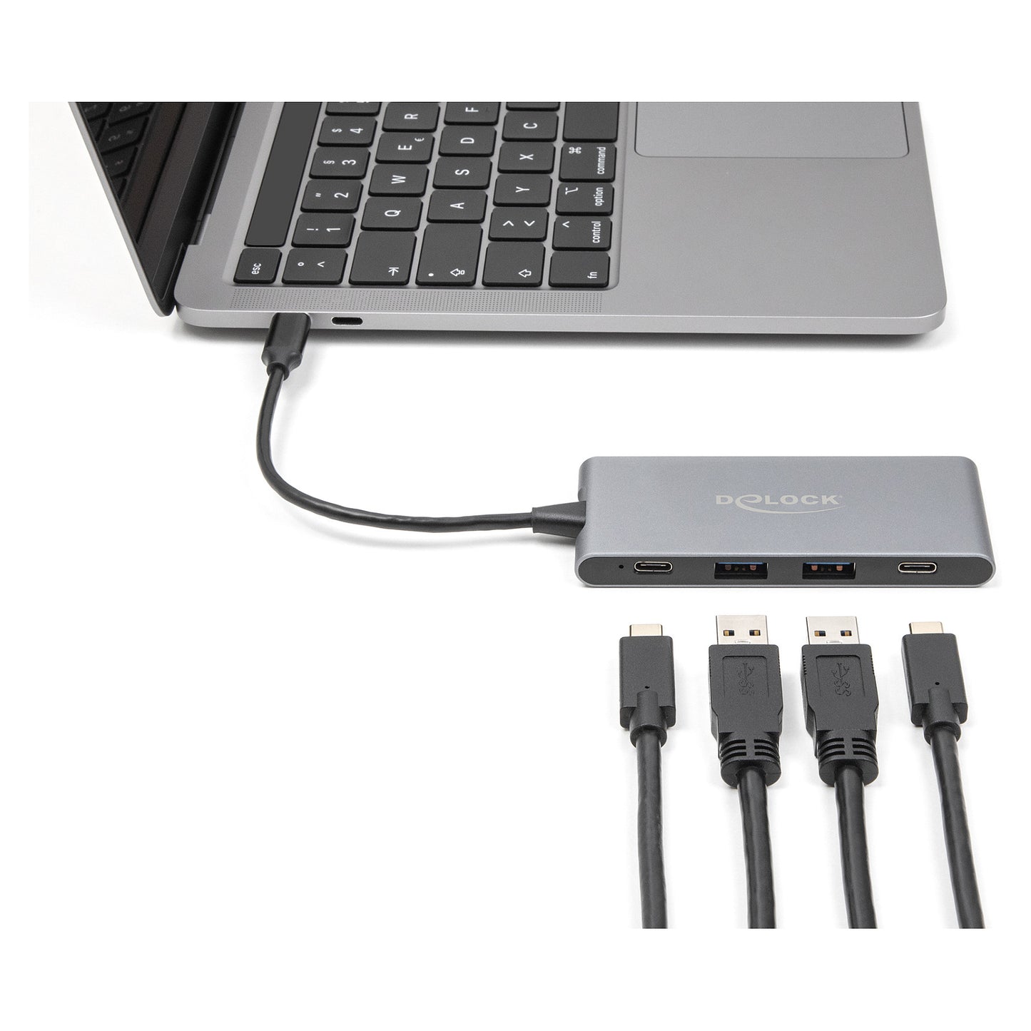 DELOCK 4 Port USB Type-C Hub mit 2 x USB Typ-A und 2 x USB Type-C 10 Gbps