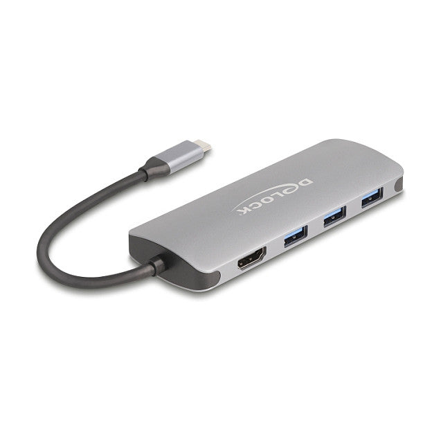 DELOCK 7 Port USB 10 Gbps Hub und 4K HDMI Ausgang mit USB Type-C Anschluss und PD 3.0 90 Watt