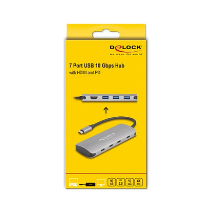 7 Port USB 10 Gbps Hub und 4K HDMI Ausgang mit USB Type-C™ Anschluss und PD 3.0 90 Watt