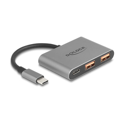 DELOCK 3 Port USB Hub 10 Gbps mit USB Type-C zu 1 x USB Type-C + 2 x USB Typ-A