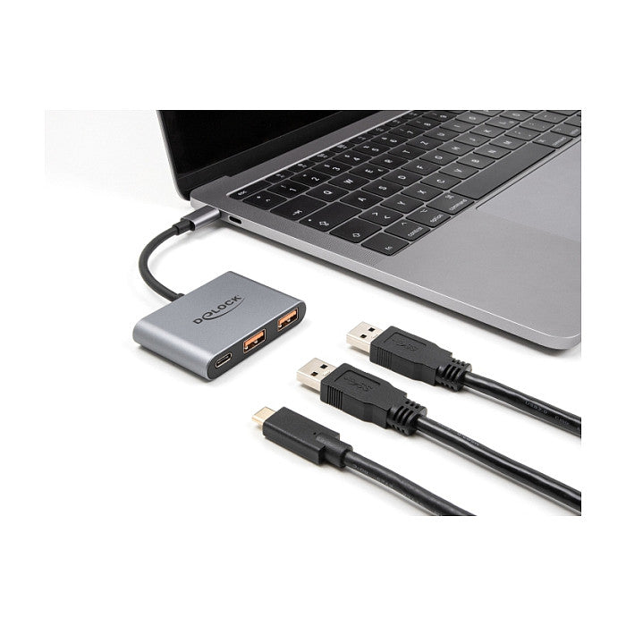 DELOCK 3 Port USB Hub 10 Gbps mit USB Type-C zu 1 x USB Type-C + 2 x USB Typ-A