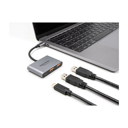 DELOCK 3 Port USB Hub 10 Gbps mit USB Type-C zu 1 x USB Type-C + 2 x USB Typ-A