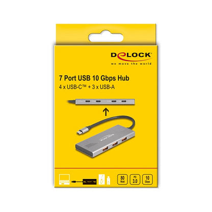 7 Port USB Hub 10 Gbps mit 4 x USB Type-C™ Buchse und 3 x USB Typ-A Buchse mit PD 80 W
