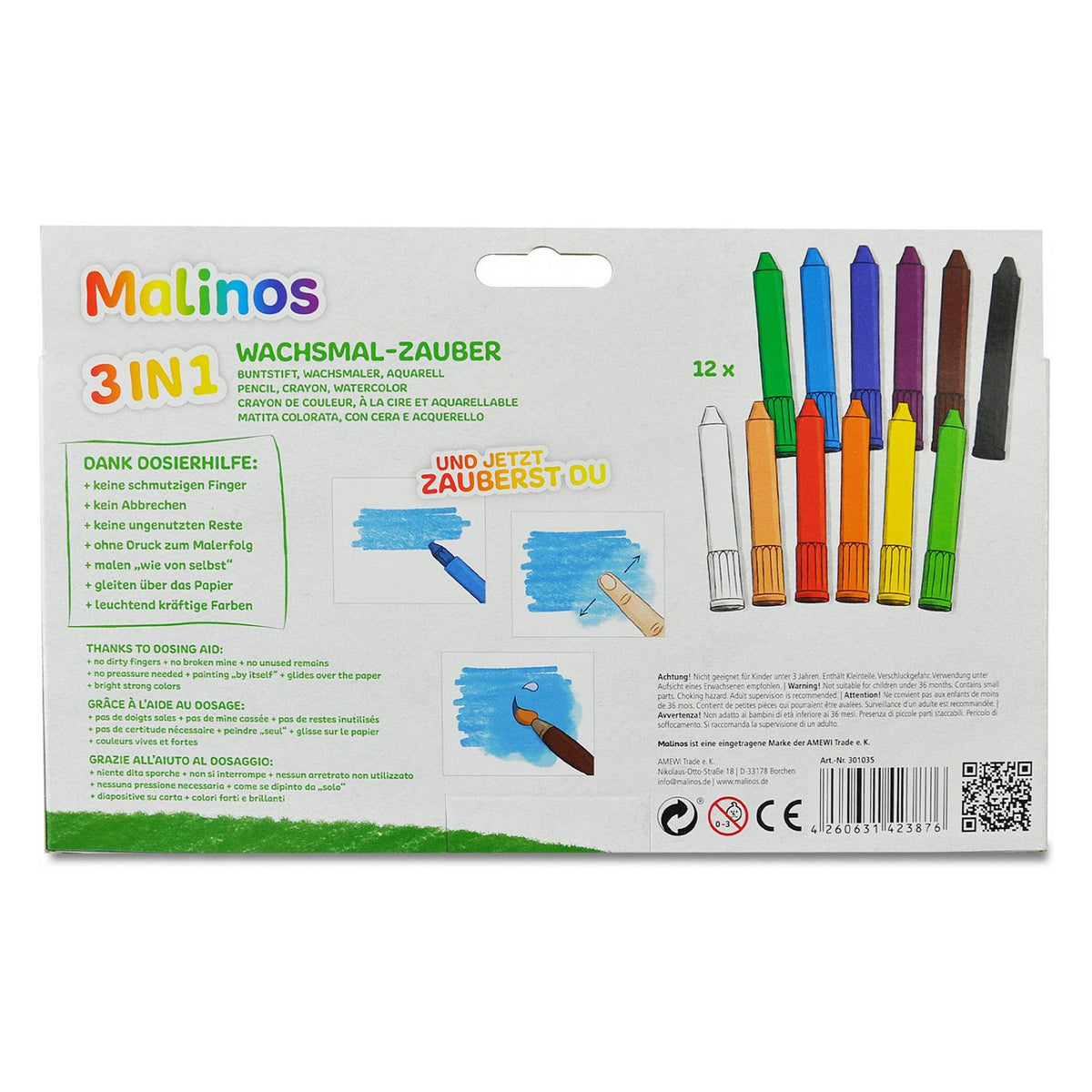 Malinos Wachsmalstifte Wachsmal-Zauber 12 Farben 3+