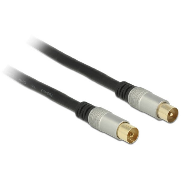 DELOCK Kabel IEC Stecker > IEC Buchse RG-6/U quad shield 2m Premium schwarz