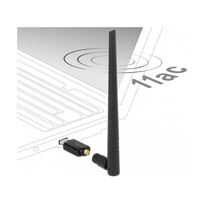 DELOCK USB 3.0 Dualband WLAN ac/a/b/g/n Stick 867 + 300 Mbps mit externer Antenne