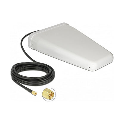 DELOCK LTE Antenne SMA Stecker 7-9 dBi direktional mit Anschlusskabel RG-58 5m weiss outdoor