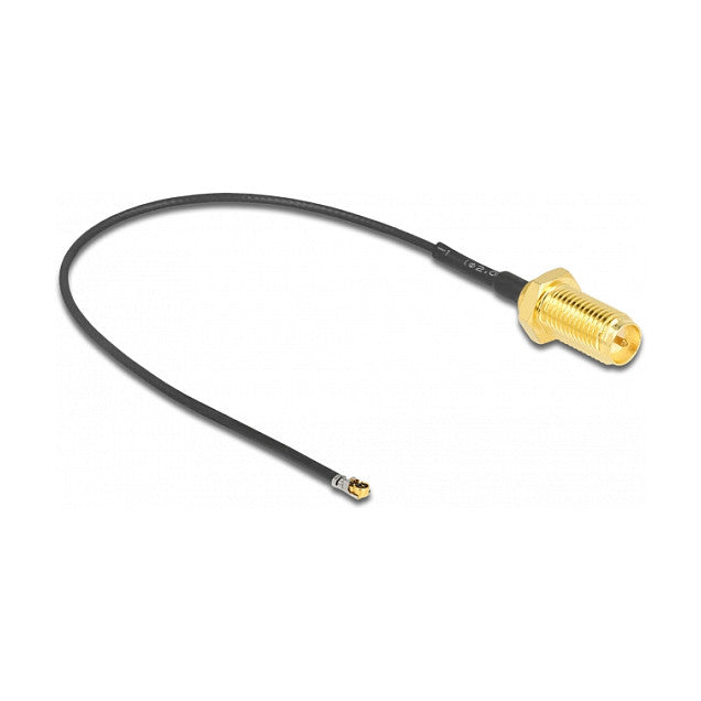 DELOCK Antennenkabel RP-SMA Buchse zum Einbau zu MHF 4L LK Stecker 1.37 10cm Gewindelnge 10mm