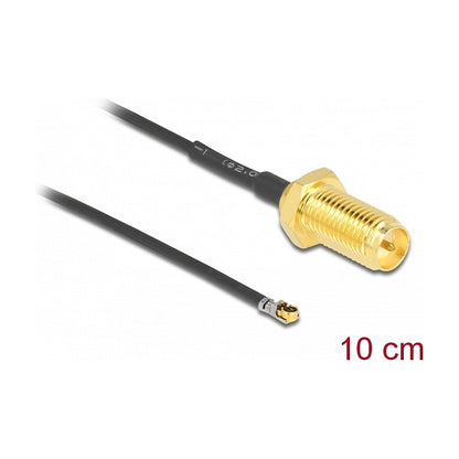 DELOCK Antennenkabel RP-SMA Buchse zum Einbau zu MHF 4L LK Stecker 1.37 10cm Gewindelnge 10mm