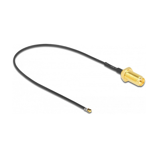 DELOCK Antennenkabel RP-SMA Buchse zum Einbau zu MHF 4L LK Stecker 1.37 20cm Gewindelnge 10mm