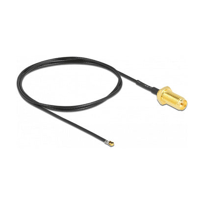 DELOCK Antennenkabel RP-SMA Buchse zum Einbau zu MHF 4L LK Stecker 1.37 50cm Gewindelnge 10mm