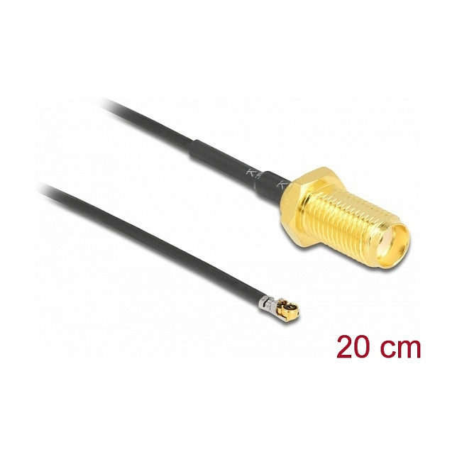 DELOCK Antennenkabel SMA Buchse zum Einbau zu MHF 4L LK Stecker 1.37 20cm Gewindelnge 10mm