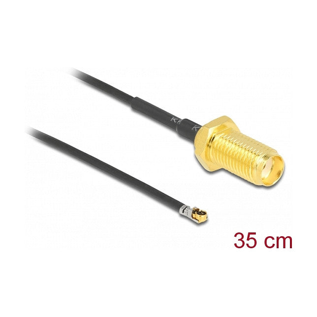 DELOCK Antennenkabel SMA Buchse zum Einbau zu MHF 4L LK Stecker 1.37 35cm Gewindelnge 10mm
