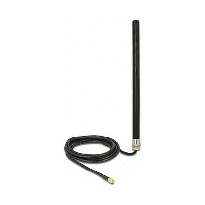 DELOCK LTE UMTS GSM Antenne SMA Stecker 3 dBi omnidirektional starr mit Anschlusskabel RG-58 3m Wandmontage outdoor schwarz
