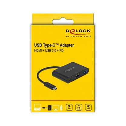 DELOCK USB Type-C Adapter zu HDMI 4K 30 Hz mit USB Typ-A und USB Type-C PD