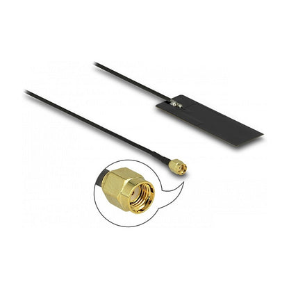 DELOCK WLAN WiFi 6 802.11 ac/ax/a/h/b/g/n Antenne RP-SMA Stecker 2 - 4 dBi 15cm PCB intern Klebemontage