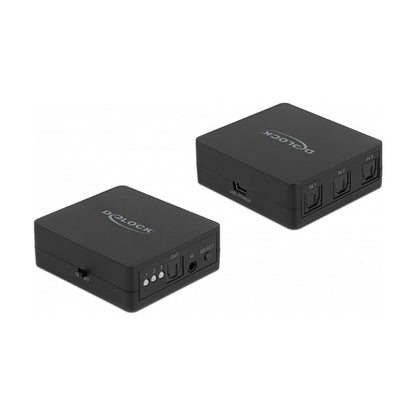 DELOCK S/PDIF TOSLINK Switch 3 In 1 Out mit IR-Fernbedienung und USB Stromversorgung