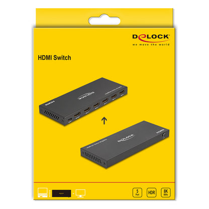 DELOCK HDMI Switch 5 x HDMI in zu 1 x HDMI out 8K 60 Hz