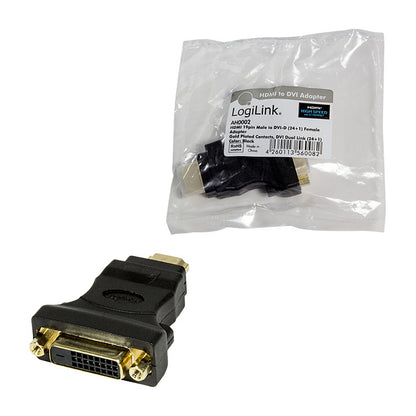Logilink HDMI Adapter. HDMI male - DVI-D female. (Gold)