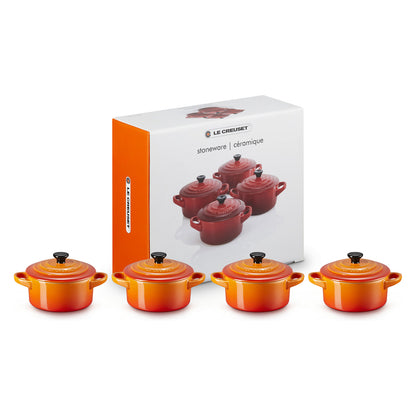 4x1 Le Creuset Mini Braeterset m.Deckel 10x5cm ofenrot