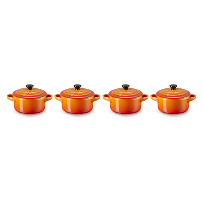 4x1 Le Creuset Mini Braeterset m.Deckel 10x5cm ofenrot