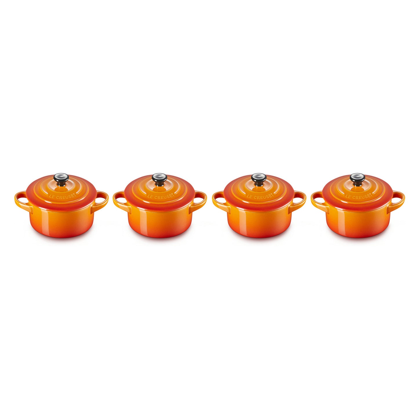 4x1 Le Creuset Mini Braeterset m.Deckel 10x5cm ofenrot