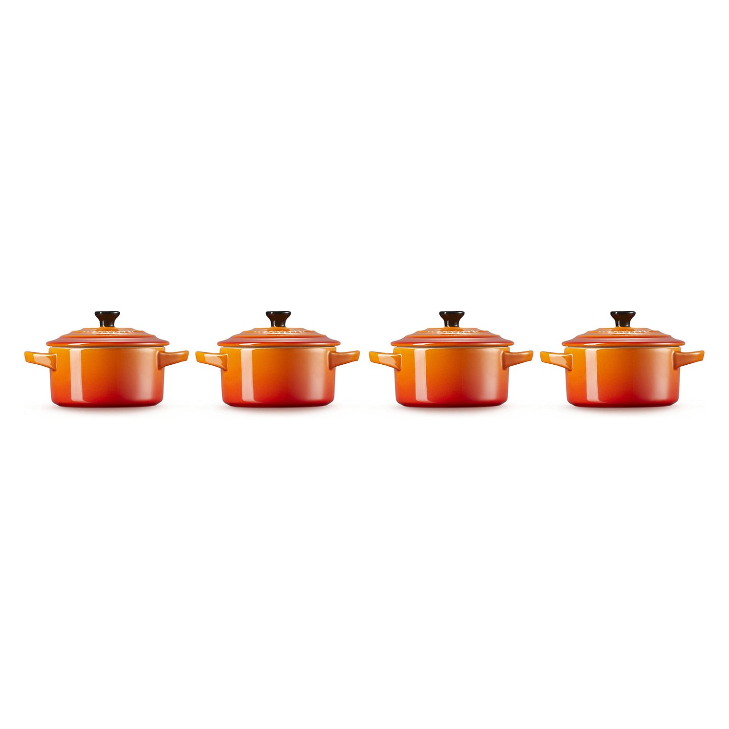 4x1 Le Creuset Mini Braeterset m.Deckel 10x5cm ofenrot
