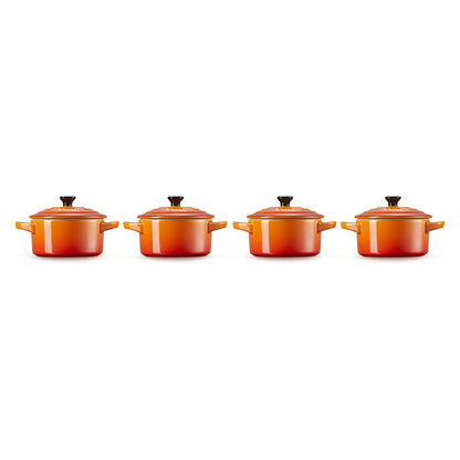 4x1 Le Creuset Mini Braeterset m.Deckel 10x5cm ofenrot