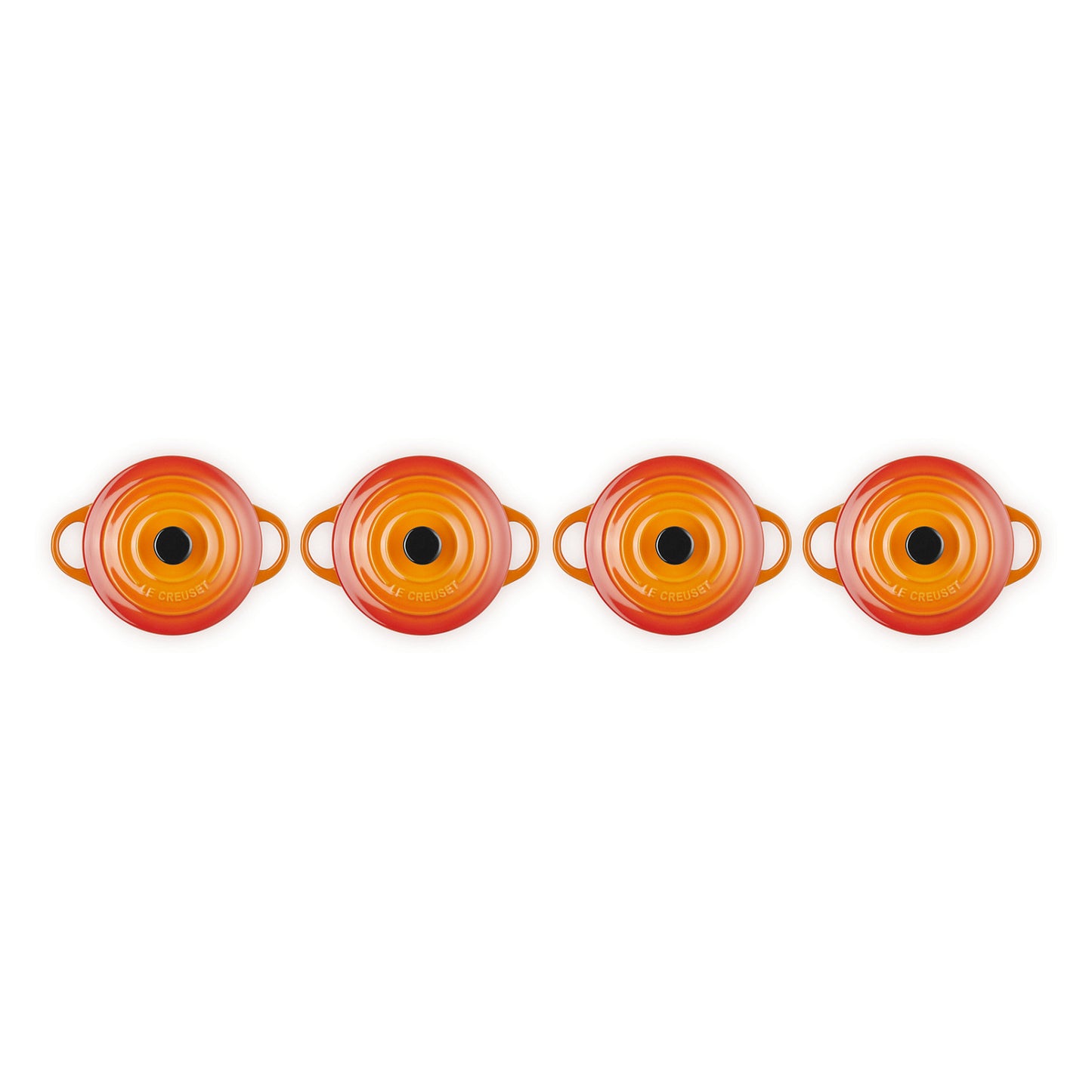 4x1 Le Creuset Mini Braeterset m.Deckel 10x5cm ofenrot