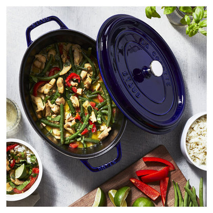 Staub La Cocotte 29cm oval dunkelblau. Gusseisen