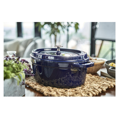 Staub La Cocotte 29cm oval dunkelblau. Gusseisen