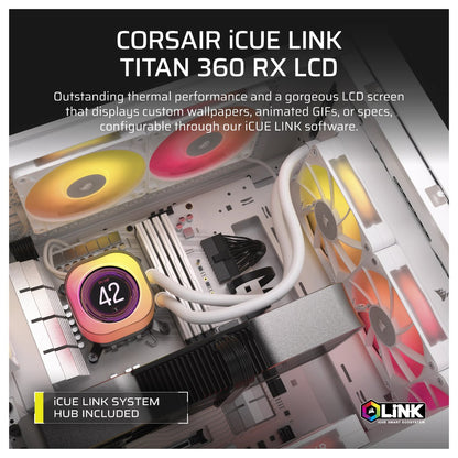 K CORSAIR WAK iCUE LINK TITAN 360 RX LCD AIO 360mm