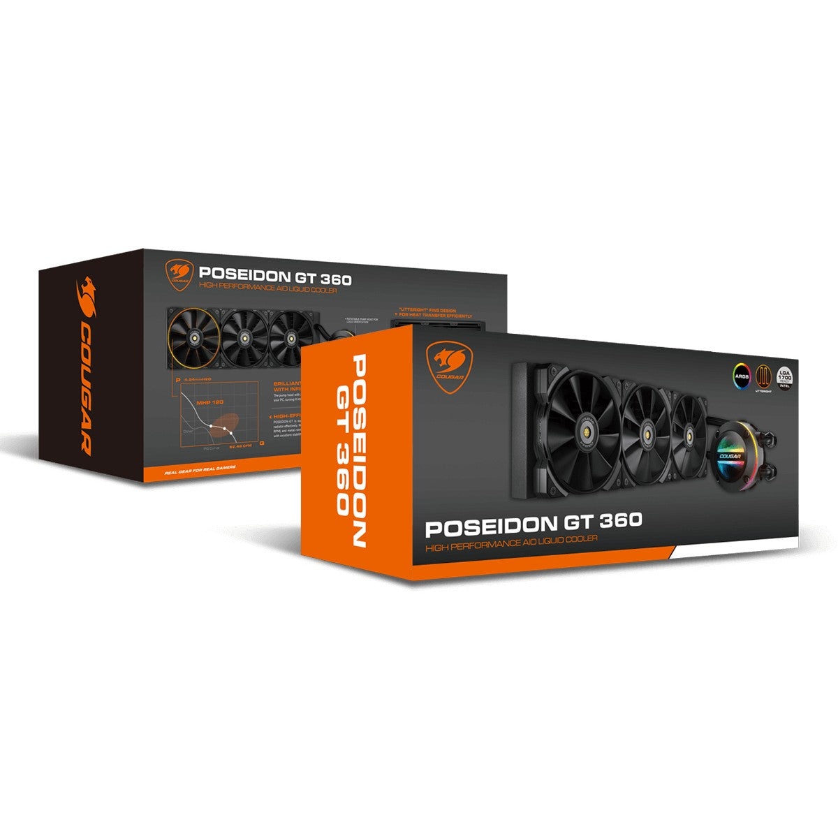 K COUGAR CPU Wasserkühlung Poseidon-GT 360. ARGB. Schwarz