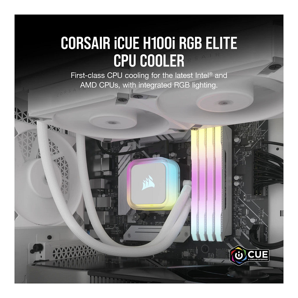 K CORSAIR WAK Cooling iCUE H100i RGB ELITE WHITE 240mm