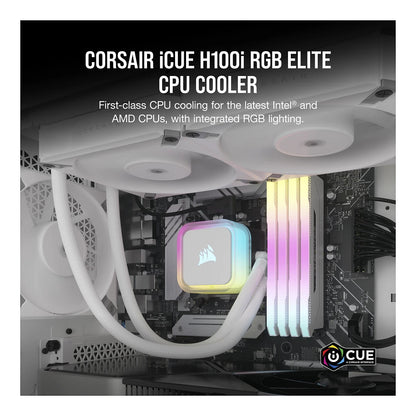 K CORSAIR WAK Cooling iCUE H100i RGB ELITE WHITE 240mm
