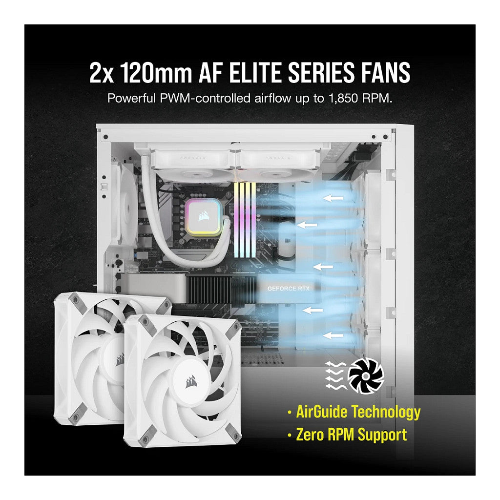 K CORSAIR WAK Cooling iCUE H100i RGB ELITE WHITE 240mm