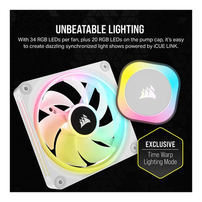 K CORSAIR WAK Cooling iCUE LINK H100i WHITE RGB AIO 240mm