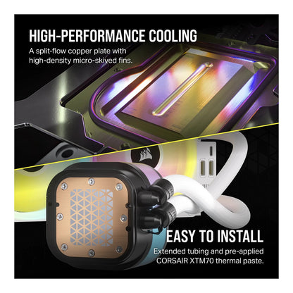 K CORSAIR WAK Cooling iCUE LINK H100i WHITE RGB AIO 240mm