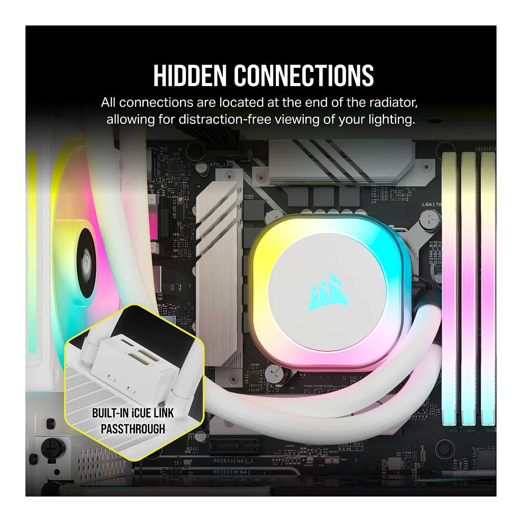 K CORSAIR WAK Cooling iCUE LINK H100i WHITE RGB AIO 240mm
