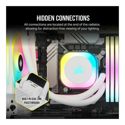 K CORSAIR WAK Cooling iCUE LINK H100i WHITE RGB AIO 240mm