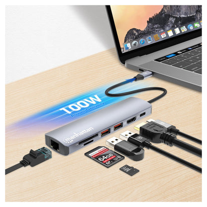 MANHATTAN 7-in-1 4K USB-C Dockingstation 1xHDMI 2xUSB 10Gb/s
