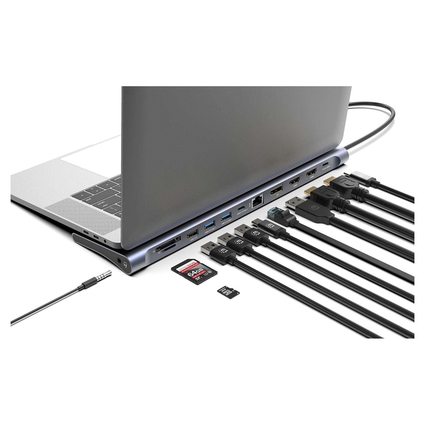 MANHATTAN Dockingstation 12-in-1 4K 1xHDMI 2xDP 3xUSB-A