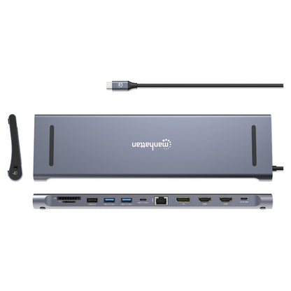 MANHATTAN Dockingstation 12-in-1 4K 1xHDMI 2xDP 3xUSB-A