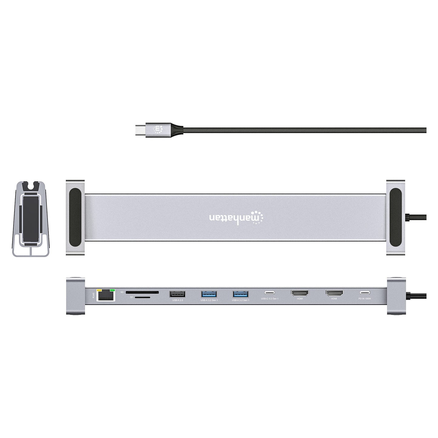 MANHATTAN 10-in-1 4K USB-C PD Dockingstation 2xHDMI