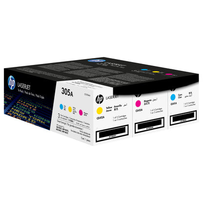 HP 305A original Toner cartridge CF370AM cyan magenta yellow standard capacity 2.600 pages 3-pack
