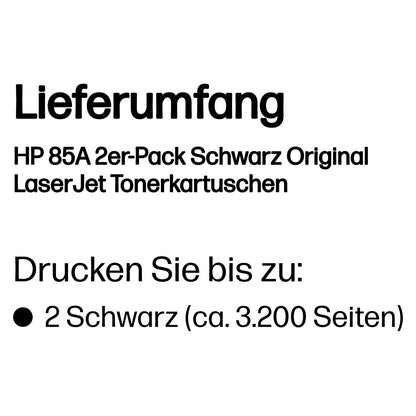 HP 85A original LaserJet Toner cartridge CE285AD black standard capacity 1.600 pages 2-pack