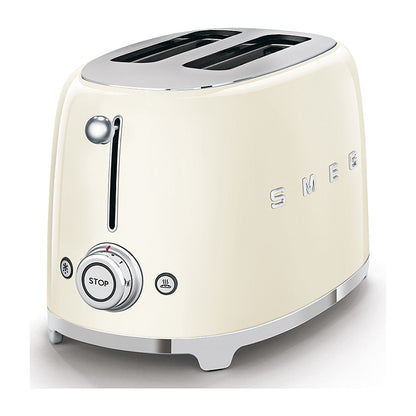 SMEG Toaster 2-Schlitz kompakt 50s Style TSF01CREU, Creme, Hochglanz