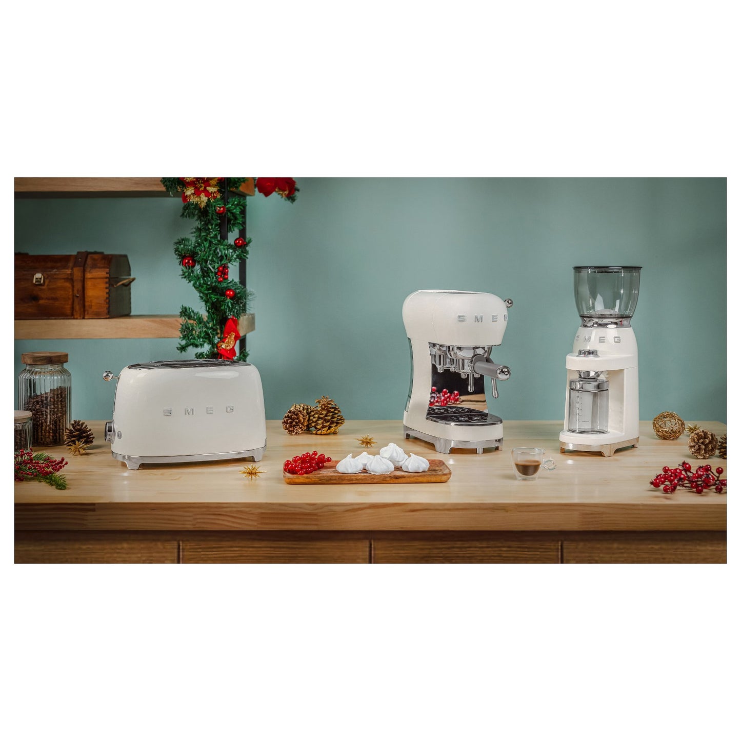 SMEG Toaster 2-Schlitz kompakt 50s Style TSF01CREU, Creme, Hochglanz