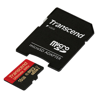 CARD microSD Card 16GB Transcend SDHC UHS1 600x w/Adap.