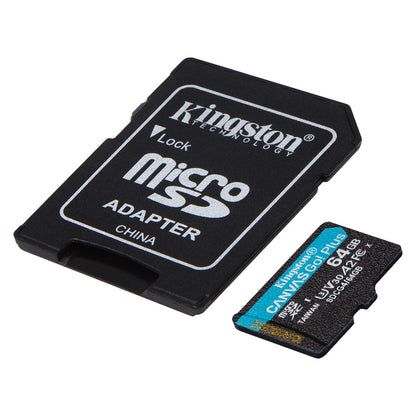 CARD Kingston 64GB microXC Canvas Go Plus Gen4 200MB/s A2 U3 V30 Card + Adapter